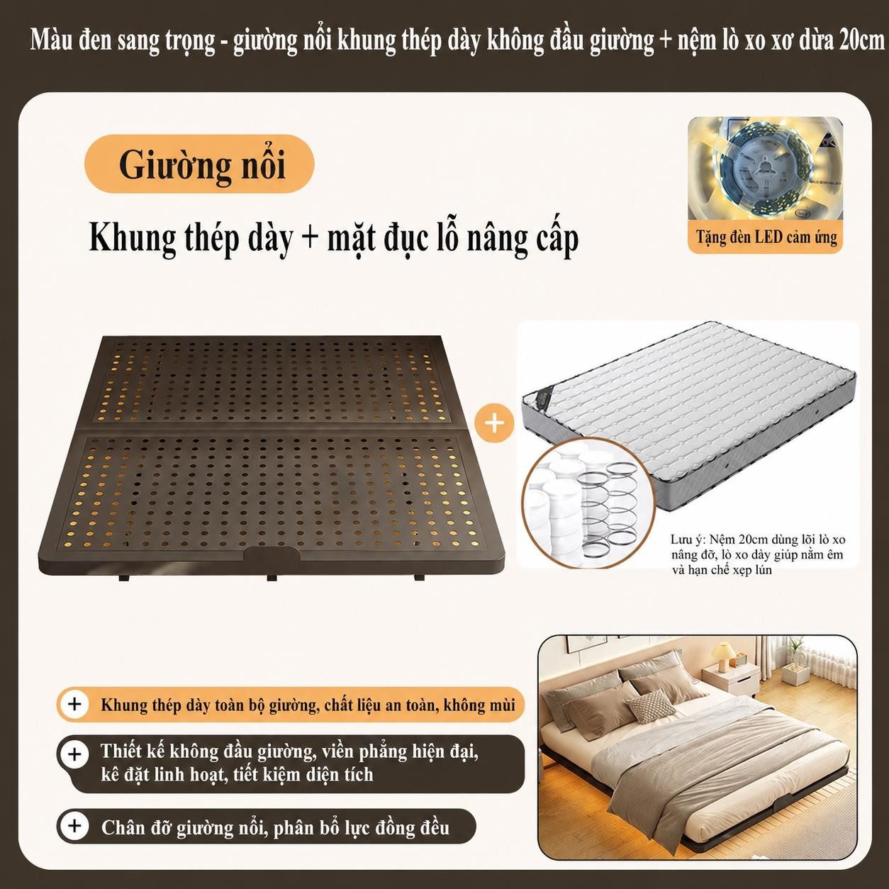 Giường bay kiểu nhật gỗ công nghiệp đẹp hiện đại Satun