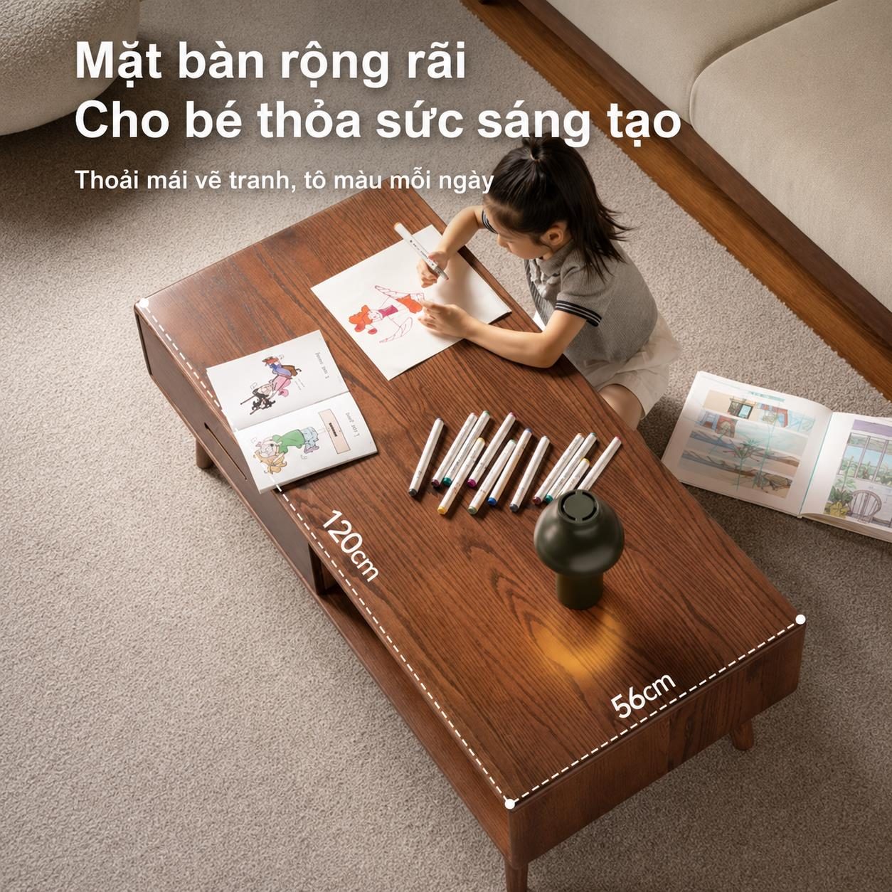 Bàn sofa gỗ Delwyn Nâu