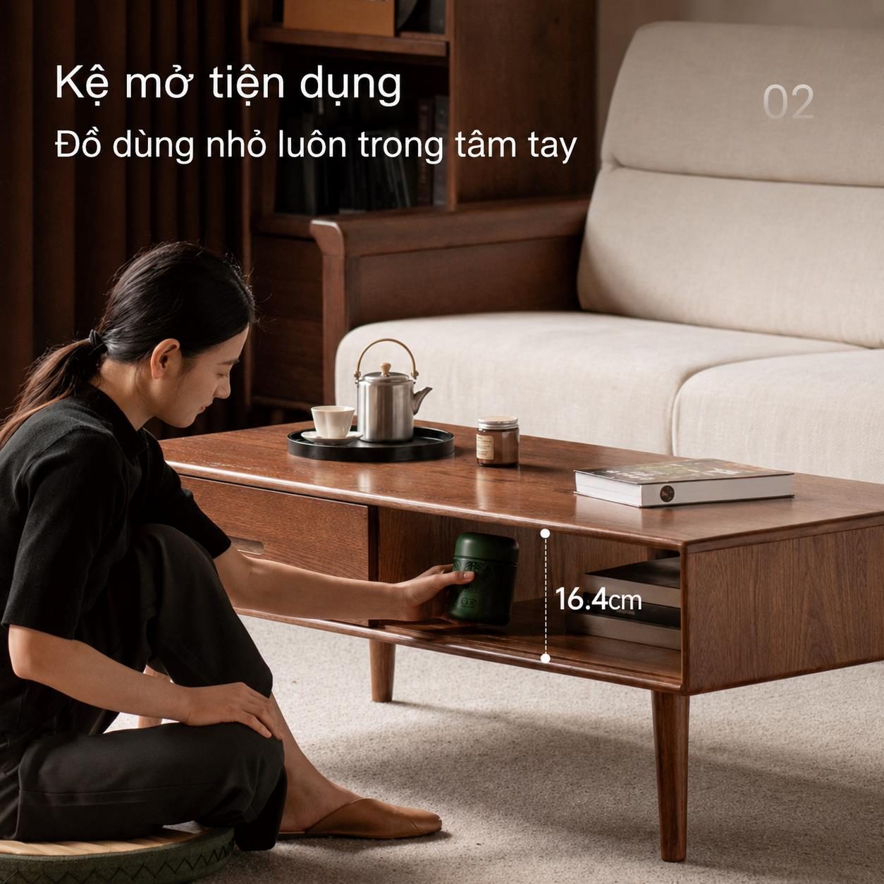 Bàn sofa gỗ Delwyn Nâu