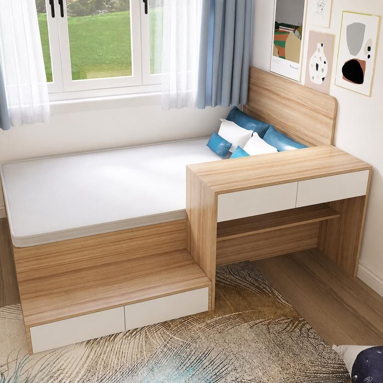 Giường ngủ hiện đại bằng gỗ thiết kế liền tủ quần áo Saff