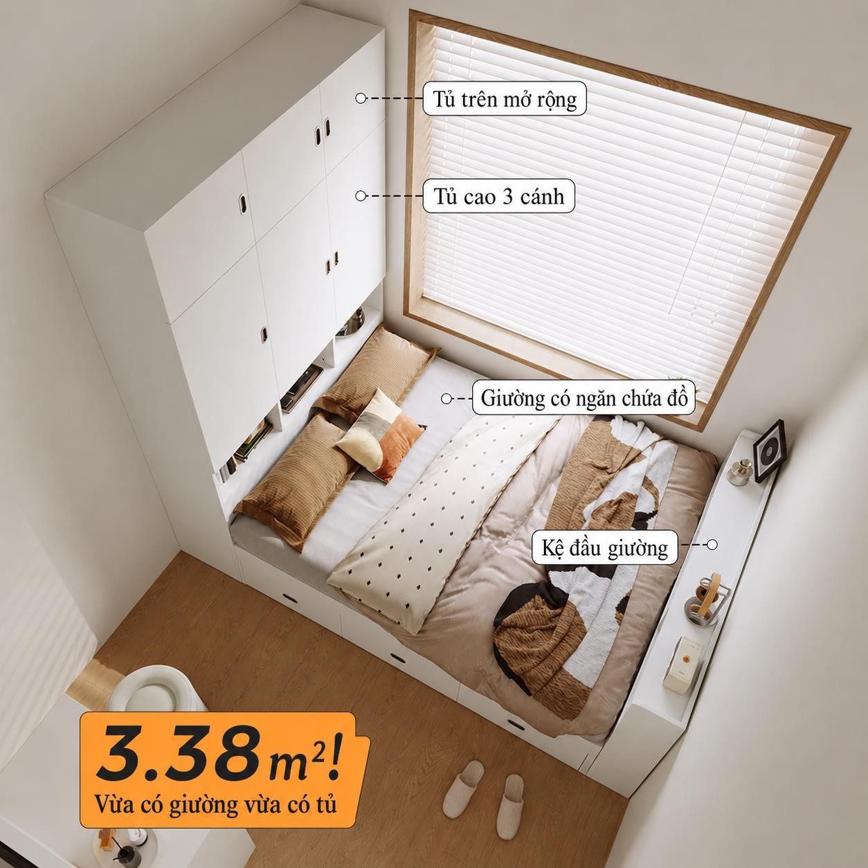 Giường ngủ thông minh kiểu dáng nhỏ gọn Shania