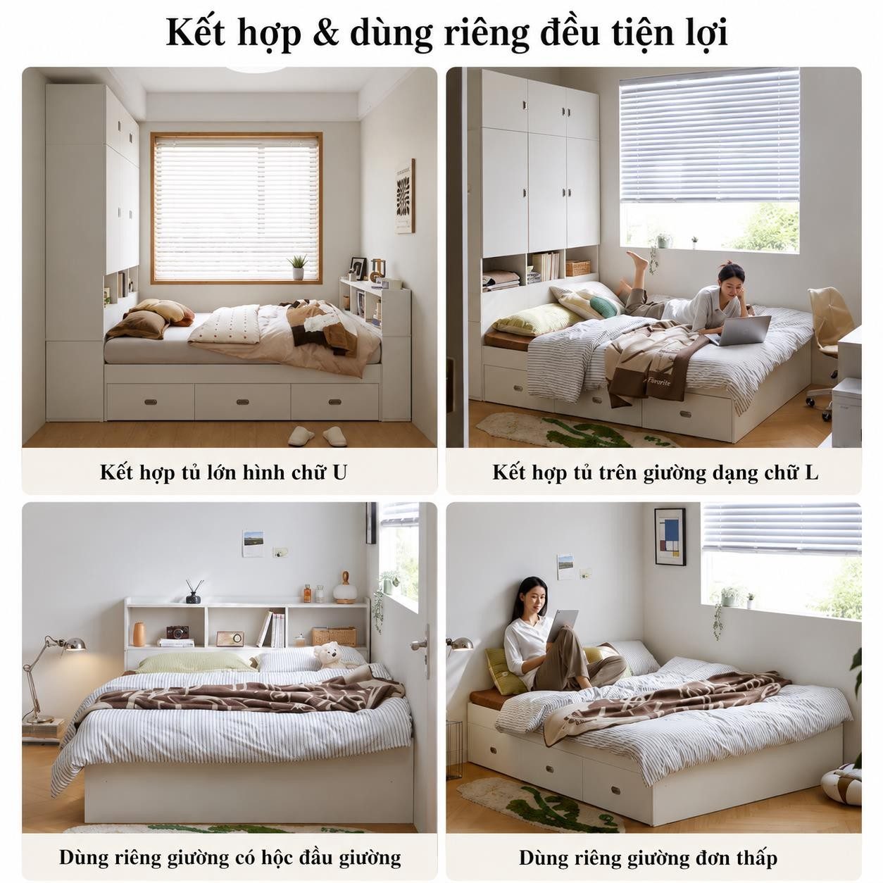 Giường ngủ thông minh kiểu dáng nhỏ gọn Shania