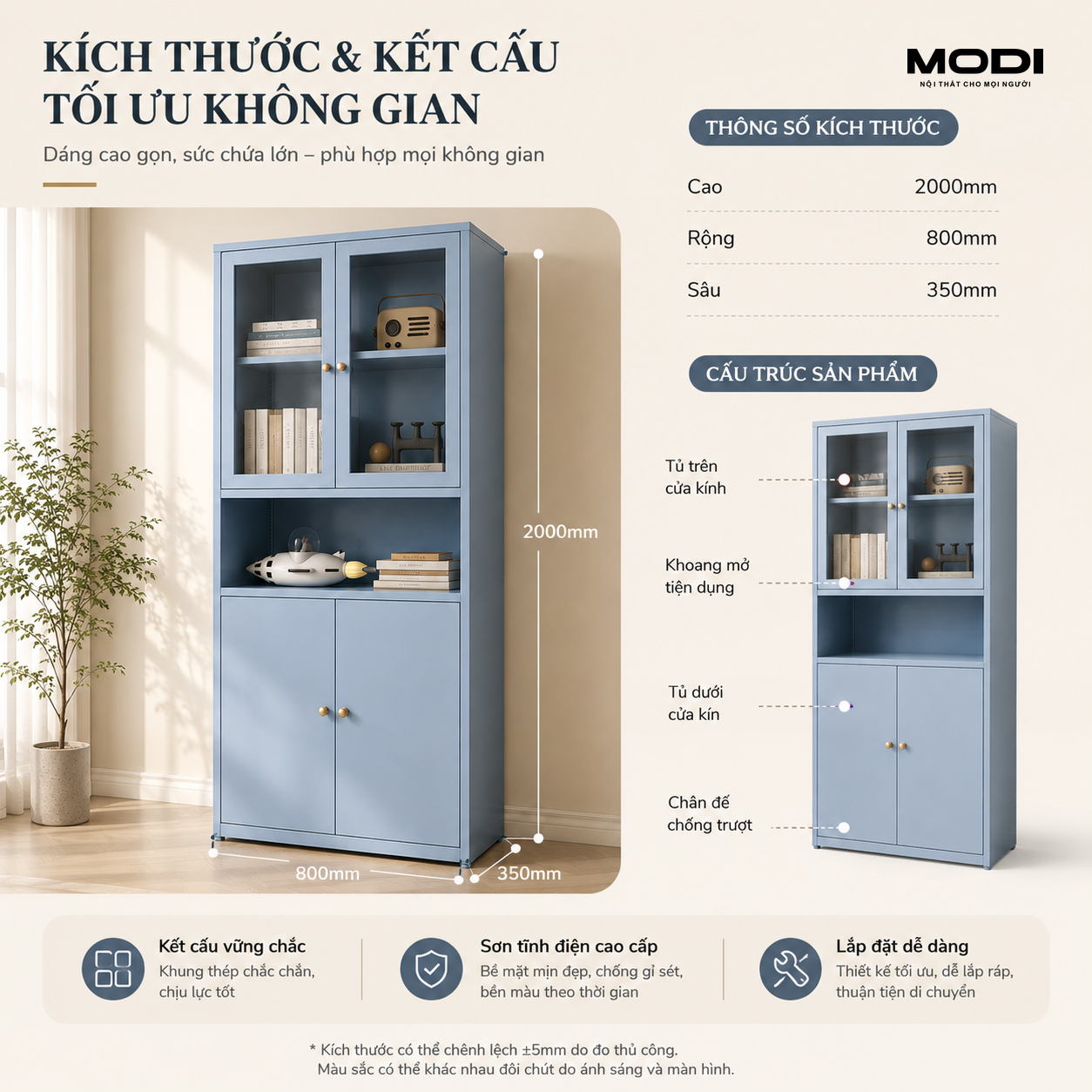 Kệ sách gỗ sáng có tủ MODI