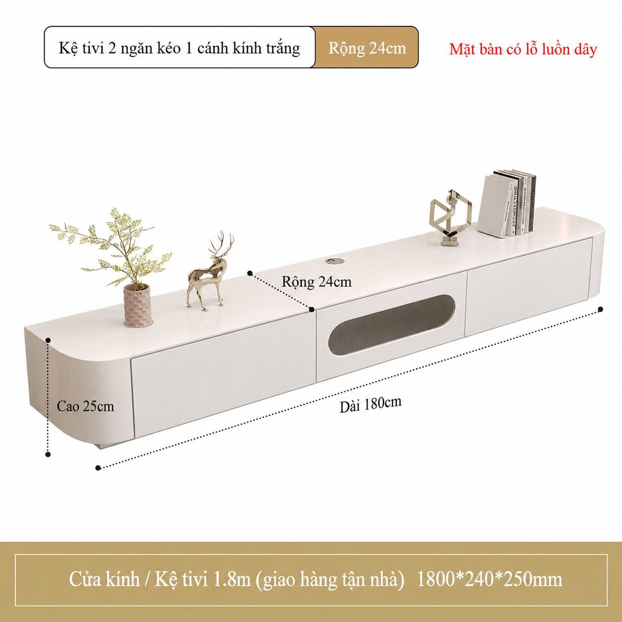 Kệ Tivi để sàn bo cong cho phòng khách hiện đại TANKIDO
