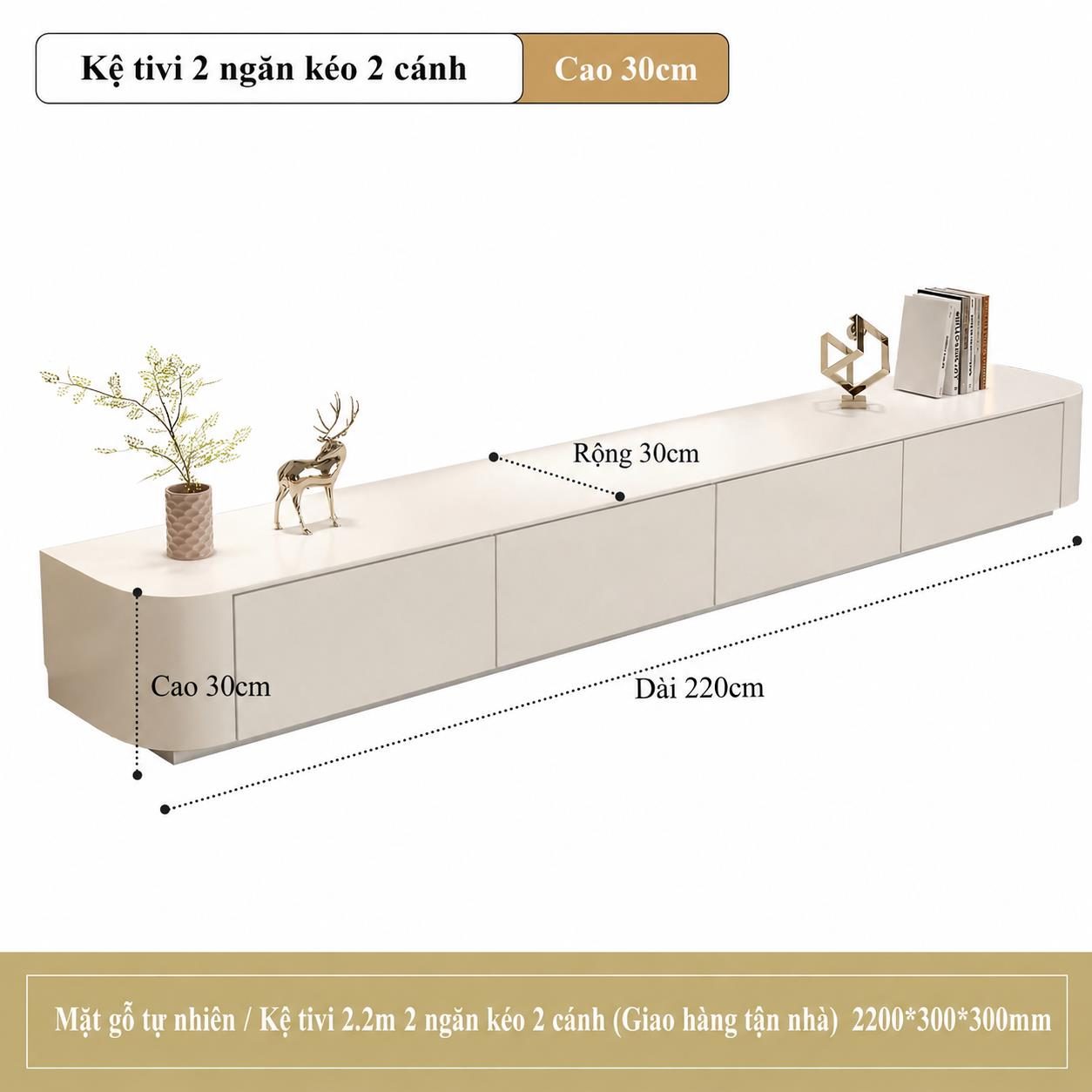 Kệ Tivi để sàn bo cong cho phòng khách hiện đại TANKIDO