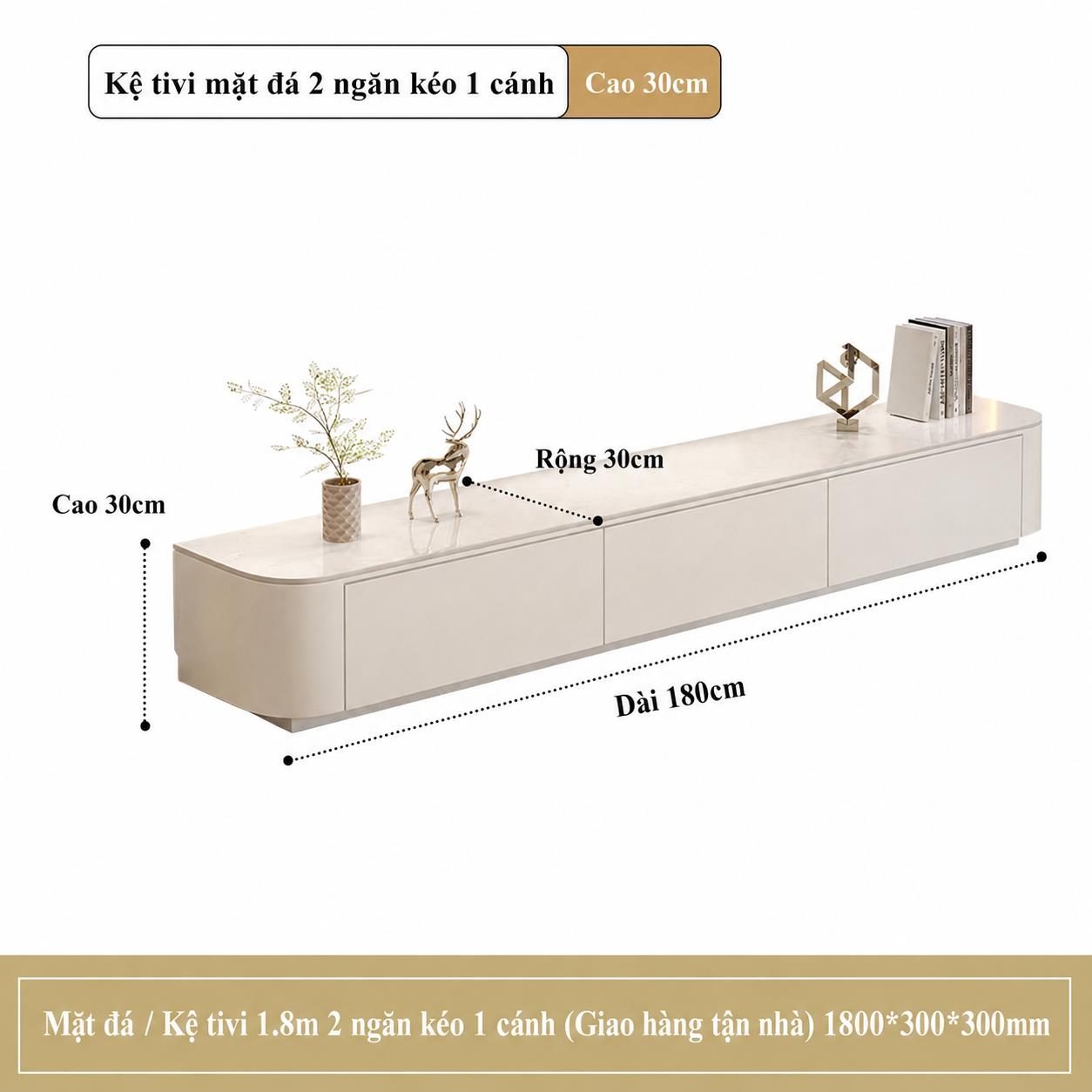 Kệ Tivi để sàn bo cong cho phòng khách hiện đại TANKIDO