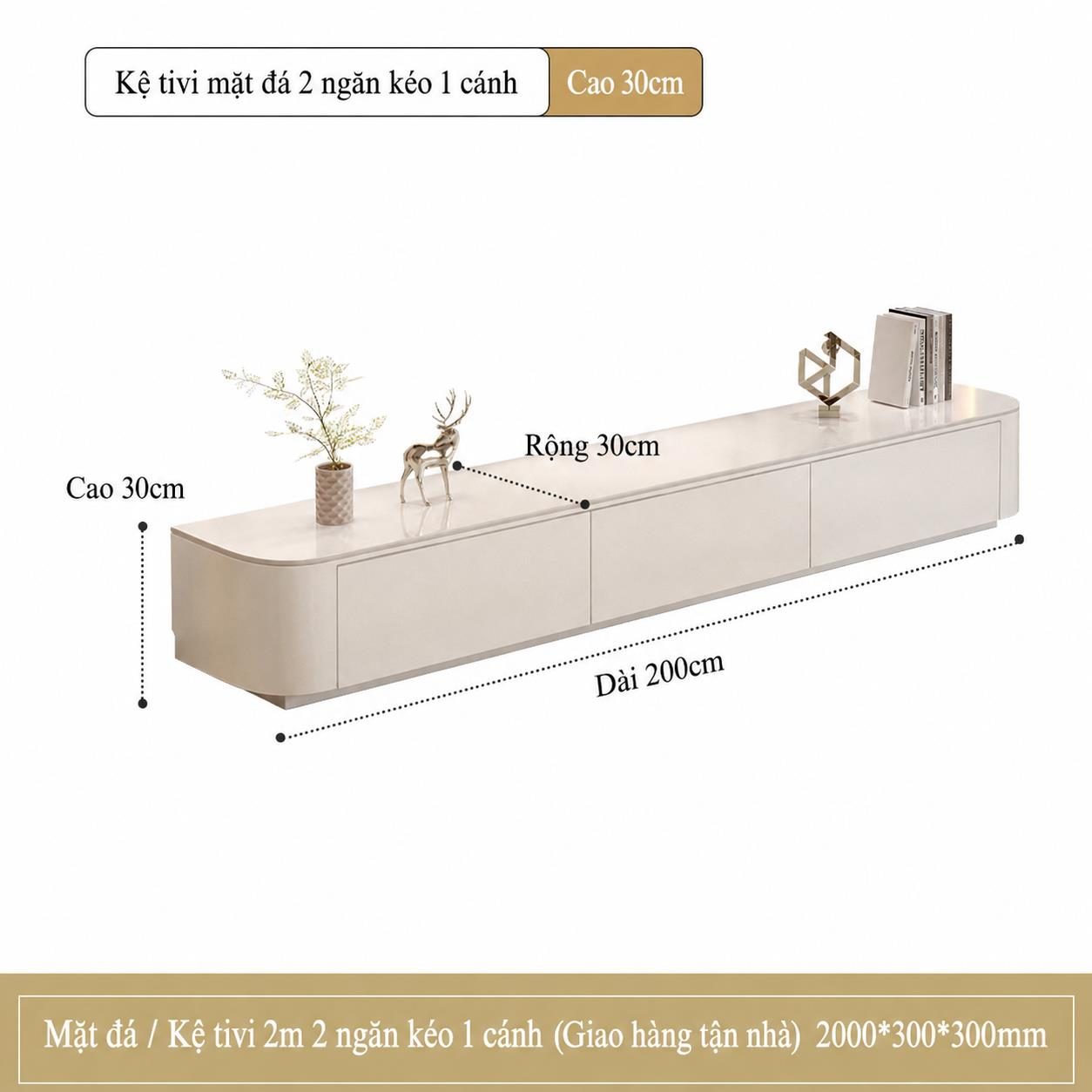 Kệ Tivi để sàn bo cong cho phòng khách hiện đại TANKIDO