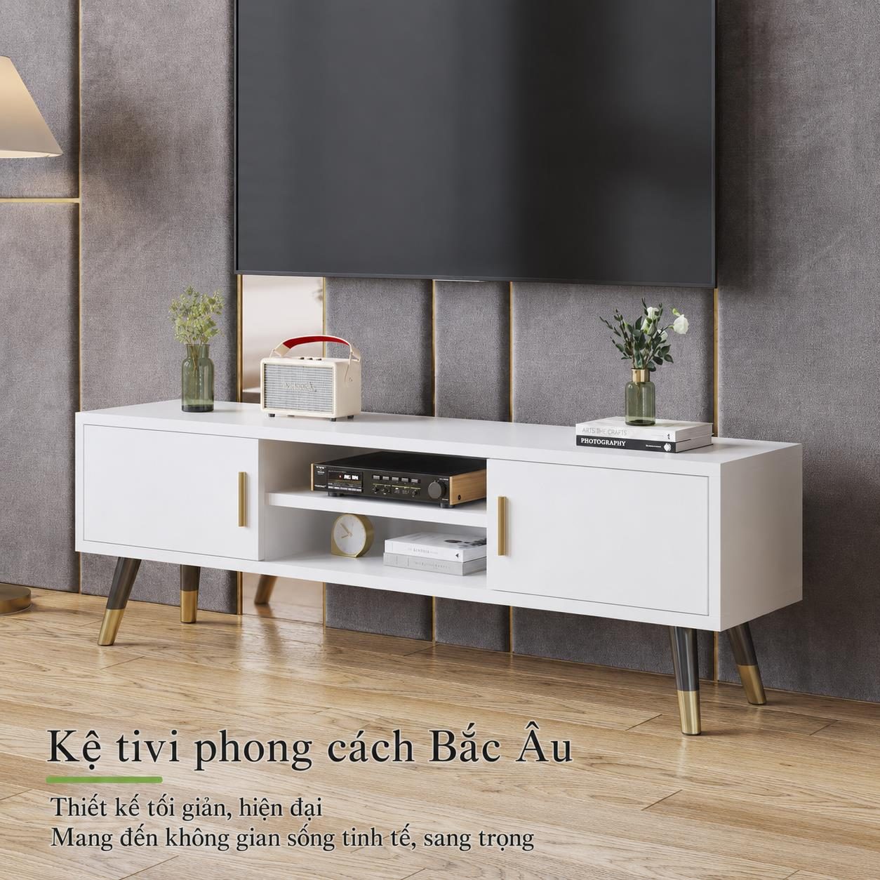 Kệ tivi gia đình đẹp phong cách hiện đại Tentree