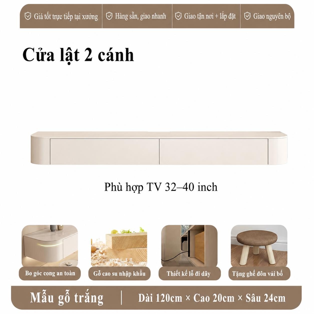 Kệ Tivi Treo Tường Bo Cong Phù hợp căn hộ chung cư TANKIA
