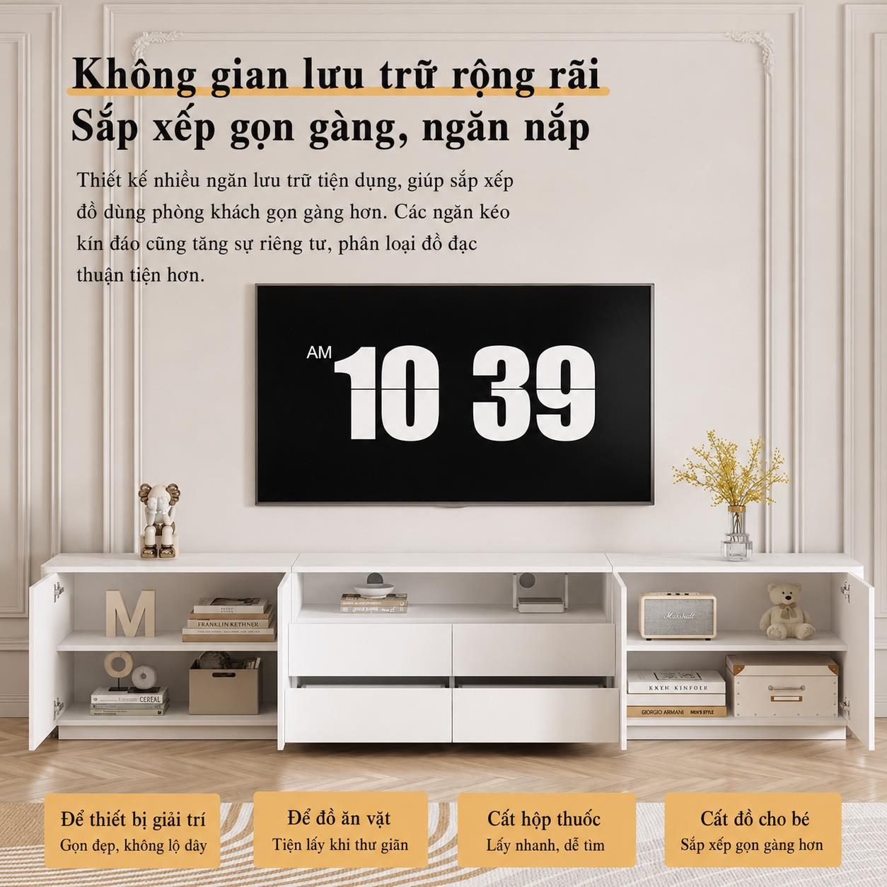 Kệ TV gỗ phòng khách thiết kế đơn giản sang trọng Tove