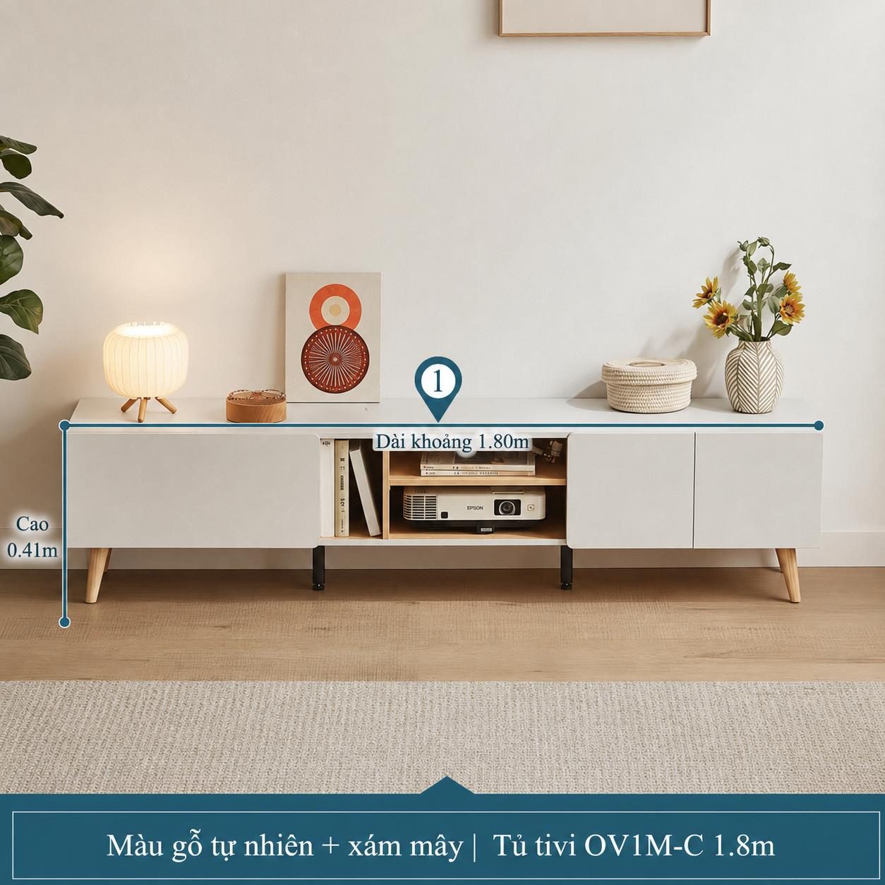 Tủ gỗ kệ tivi đơn giản hiện đại Thalia