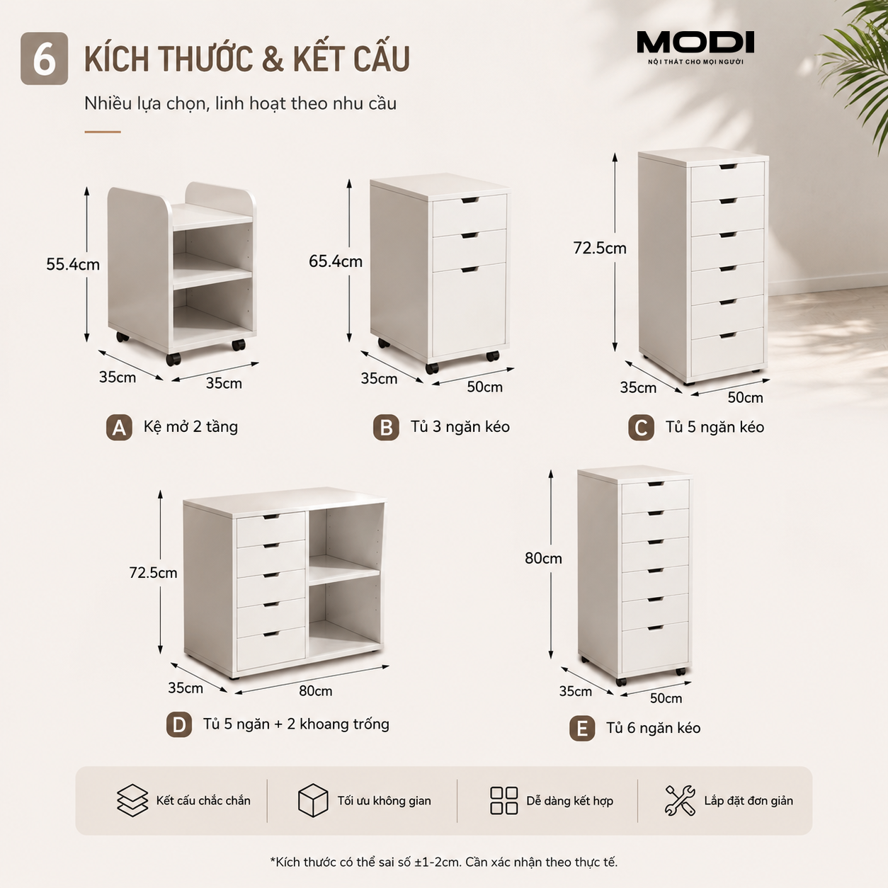 Tủ lưu trữ văn phòng trắng MODI